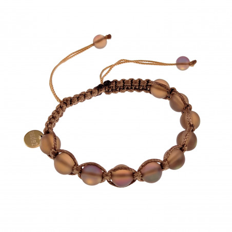 15cm -19cm Dames Kameelbruine Macramé Armband met Matbruine Kristallen