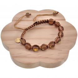 15cm -19cm Dames Kameelbruine Macramé Armband met Matbruine Kristallen