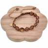 15cm -19cm Dames Kameelbruine Macramé Armband met Matbruine Kristallen