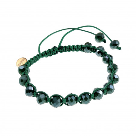 Macramé Armband met Groene Kristallen - Groene Shamballa Armband