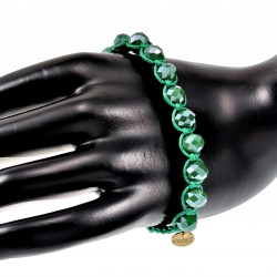 Macramé Armband met Groene Kristallen - Groene Shamballa Armband