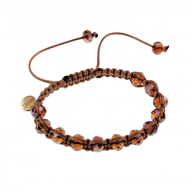 Macramé Armband met Bruine Kristallen - Kameelbruine Shamballa Armband Macramé Armband met Bruine Kristallen - Kameelbruine Shamballa Armband