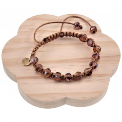 Macramé Armband met Bruine Kristallen - Kameelbruine Shamballa Armband