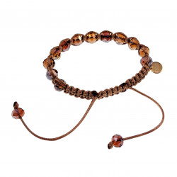 Macramé Armband met Bruine Kristallen - Kameelbruine Shamballa Armband