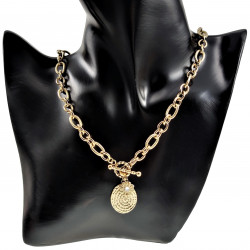 Dottilove Ovale Schakelketting met Slangenhanger - 14k Goud RVS