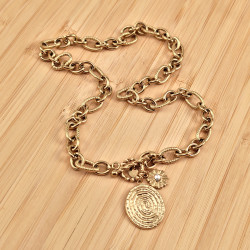 Dottilove Ovale Schakelketting met Slangenhanger - 14k Goud RVS