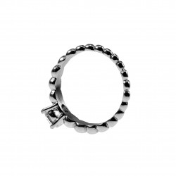 Ring Dames - RVS Zilverkleur - Balletjes Design -Solitaire Ring - Verlolvingsring - Ring met Zirkoniasteen