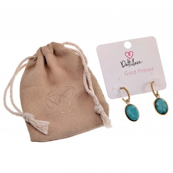 Gold Plated RVS - Open Oorringen met Amazonietsteen - Dames Oorbellen