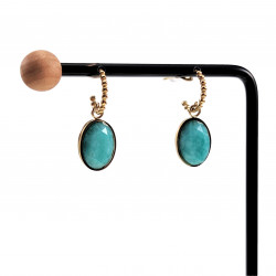 Gold Plated RVS - Open Oorringen met Amazonietsteen - Dames Oorbellen