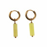∅12mm Oorringen met Citroengele Natuursteen Hanger - Gold Plated RVS
