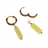 ∅12mm Oorringen met Citroengele Natuursteen Hanger - Gold Plated RVS