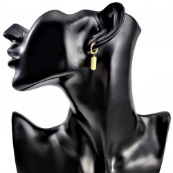 ∅12mm Oorringen met Citroengele Natuursteen Hanger - Gold Plated RVS