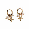 ∅11mm Gold Plated RVS - Oorringen met Zoetwaterparel en Sterhangers