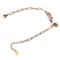 Gold Plated RVS Paperclip Armband met Natuurlijke Zoetwaterbarokparel