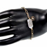 Gold Plated RVS Paperclip Armband met Natuurlijke Zoetwaterbarokparel