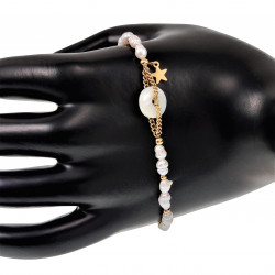 Armband Dames - Gold Plated RVS - Zoetwaterparels Armband Verstelbaar