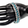 Armband Dames - RVS - Brede Armband met Turkooisgroene Kristallen - Spiralen Armband - Verstelbaar