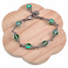 16 tot 19cm - RVS Visgraat Armband met Matgroene Kristallen - Dames