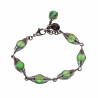 16 tot 19cm - RVS Visgraat Armband met Matgroene Kristallen - Dames