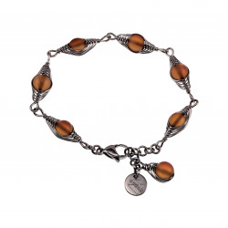 16 tot 19cm Armband Dames - RVS Zilverkleur - Visgraat Armband met Matbruine Kristallen - Bruine Armband - Verstelbaar