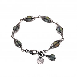 16 tot 19cm Armband Dames - RVS Zilverkleur - Visgraat Armband met Matgrijs Kristallen - Grijs Armband - Verstelbaar