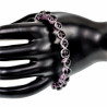 16 tot 19cm Armband Dames - RVS Zilverkleur - Visgraat Armband met Paarse Glaskralen - Paarse Armband - Verstelbaar- Handgemaakt