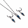 Gerhodineerd Ketting met Hanger en Lange Oorbellen - Blauwe Zirkonia
