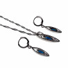 Gerhodineerd Ketting met Hanger en Lange Oorbellen - Blauwe Zirkonia