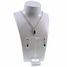 Gerhodineerd Ketting met Hanger en Lange Oorbellen - Blauwe Zirkonia