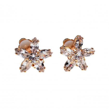 Oorclips Dames - Rosé Gold Plating Bloem Clip-on Oorbellen met Strass