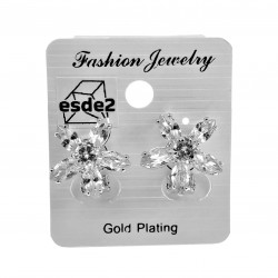 Oorclips Dames - Gerhodineerd Bloem Clip-on Oorbellen met Strass