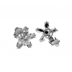Oorclips Dames - Gerhodineerd Bloem Clip-on Oorbellen met Strass