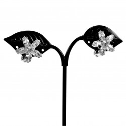 Oorclips Dames - Gerhodineerd Bloem Clip-on Oorbellen met Strass