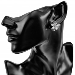 Oorclips Dames - Gerhodineerd Bloem Clip-on Oorbellen met Strass