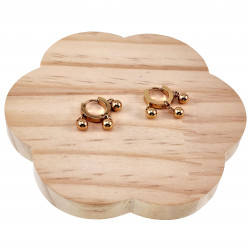 ∅14mm Oorringen Dames - Verguld RVS - Oorbellen met Drie Bolhangers
