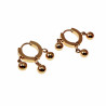 ∅14mm Oorringen Dames - Verguld RVS - Oorbellen met Drie Bolhangers