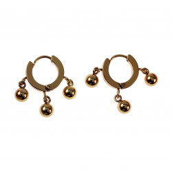 ∅14mm Oorringen Dames - Verguld RVS - Oorbellen met Drie Bolhangers