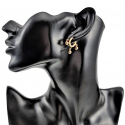 ∅14mm Oorringen Dames - Verguld RVS - Oorbellen met Drie Bolhangers