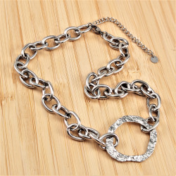 42 tot 49cm Ketting Dames - Gepolijst RVS - Ovale Schakelketting - Dottilove Ketting - Verstelbaar- Grof-Design