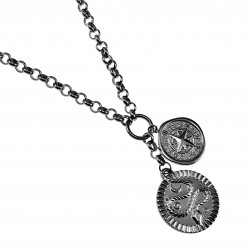 51 tot 59cm -  RVS - Ronde Schakelketting met Twee Medaillons Dames
