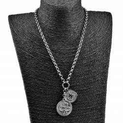 51 tot 59cm -  RVS - Ronde Schakelketting met Twee Medaillons Dames