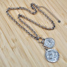 51 tot 59cm -  RVS - Ronde Schakelketting met Twee Medaillons Dames