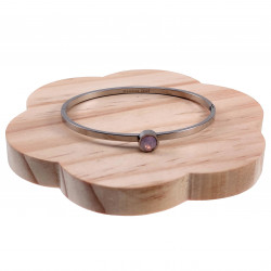 Bangle Dames - RVS Stijve Armband met Ondoorzichtige Lichtroze Zirkonia