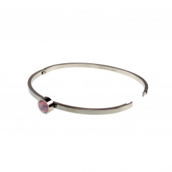 Bangle Dames - RVS Stijve Armband met Ondoorzichtige Lichtroze Zirkonia