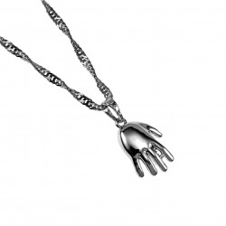Dames - Rope Oval Ketting met Babyhandje Hanger - Gerhodineerd