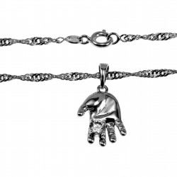 Dames - Rope Oval Ketting met Babyhandje Hanger - Gerhodineerd