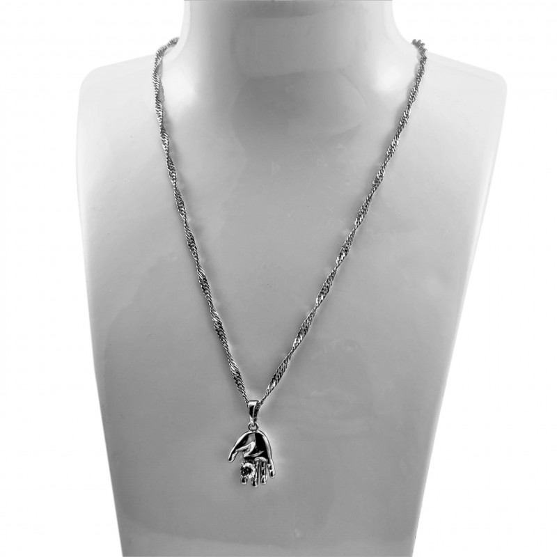 Dames - Rope Oval Ketting met Babyhandje Hanger - Gerhodineerd