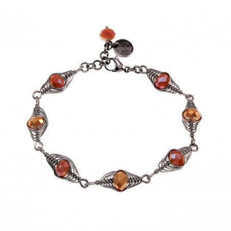 esde2 Armband - RVS Visgraat Armband met Amber- en Oranje Kristallen