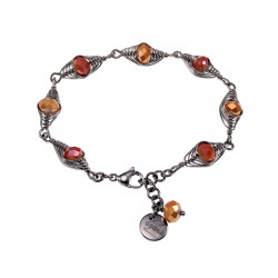 esde2 Armband - RVS Visgraat Armband met Amber- en Oranje Kristallen