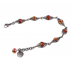esde2 Armband - RVS Visgraat Armband met Amber- en Oranje Kristallen